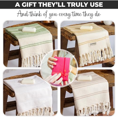 DEMMEX Organic Turkish Hand Towels for Bathroom – 100% Oeko-TEX Certified Turkish Cotton, Quick Dry, Lightweight Kitchen & Travel Towels, Diamond Weave, Large 18x36 Inches, Set of 2, White - color: White