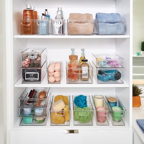 iDesign Stackable Plastic Handle Bin Storage Organizers, 18 Pack, Clear | For Kitchen, Fridge, Pantry, Home, Assortment Set - style: Pack of 18