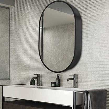 Movo 21 Inch x 31Inch Oval Medicine Cabinet Mirror Bathroom Wall Storage Cabinet Mirror Surface Mount Installation - size: 21 x 31 Inch without LED