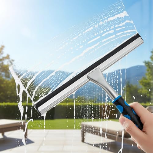 2 PCS Rubber Squeegee Replacement Blades, Black Squeegee Replacement Rubber 10 Inch Standard Shower Glass Doors Squeegees Replacements Squeegees Silicone Accessory, Black