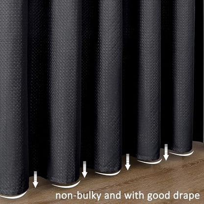 Aiyufeng Black Shower Curtains for Bathroom，Dot Like Embossed Textured Waterproof Fabric Shower Curtain，Hotel Luxury Quality & Soft Cloth，Machine Washable，72Wx78L - color: Black, size: 72"W x 78"L (Pack of 1)