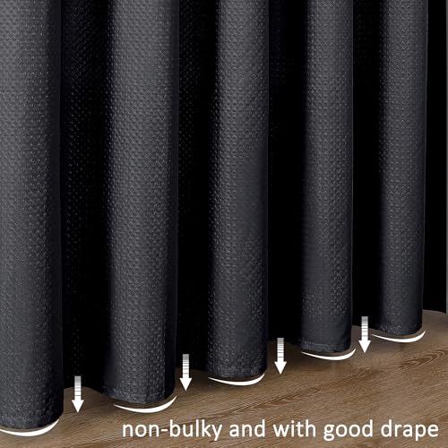 Aiyufeng Black Shower Curtains for Bathroom，Dot Like Embossed Textured Waterproof Soft Polyester Cloth Shower Curtain，Hotel Spa Machine Washable，72Wx72L - color: Black, size: 72"W x 72"L (Pack of 1)
