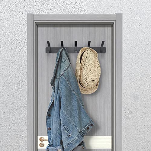 Coat Rack Wall Mounted,5 Coat Hooks for Hanging Coats,Heavy Duty Metal Double Hook Rack Hook Rail,Coat Rack with Hooks,Wall Mount Coat Hanger for Hat Towel Purse Robes ,Black,2Pack (Black2, 5 Hooks) - color: Black2