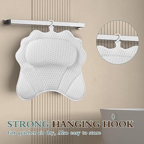 Bath Pillow RUVINCE Ergonomic Luxury Bathtub Pillow with Head,Neck, Shoulder and Back Support, 4D Bath Pillows for tub with 6 Powerful Suction Cups, Fits All Bathtub - color: White