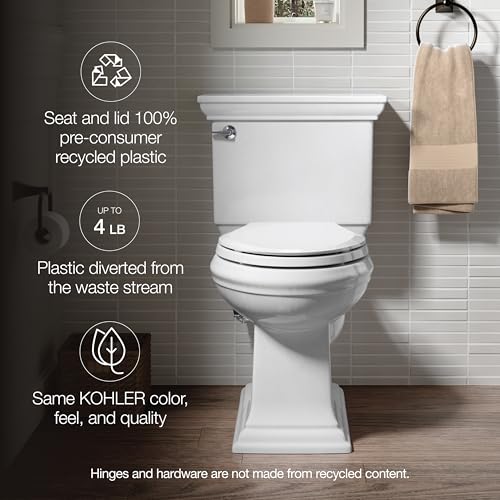 KOHLER K-35584 Cachet Recycled Plastic, Readylatch, Quiet-Close, Soft Close Elongated Toilet Seat