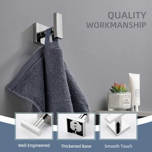 Angle Simple Bathroom Towel Hook, Square Robe Coat Hook, Polished Chrome | Solid SUS304 Stainless Steel, Modern & Heavy Duty Bath Towel Holder, for Shower Kitchen Entryway, Screws Wall Mount - color: Polished Chrome