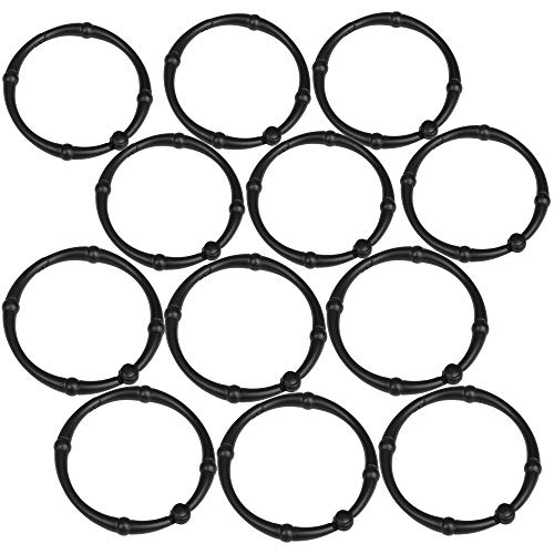Rust-Proof Zinc Shower Curtain Hooks with Clasp Closure, Shower Hooks Hangers for Bathroom, Kitchen Utensils, Curtains, Clothing, Towels etc - Set of 12, Matt Black - color: Black