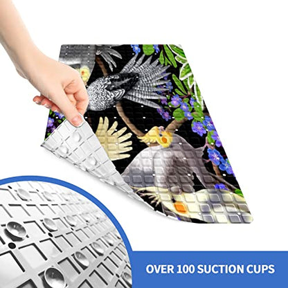 Bath Tub Mat Non Slip Shower Mat Cockatiel Parrots Budgie Extra Long Bathtub Mat 26.8x15 inches Bathroom Bath Mat with Suction Cups Drain Holes Machine Washable - color: Cockatiel Parrots Budgie