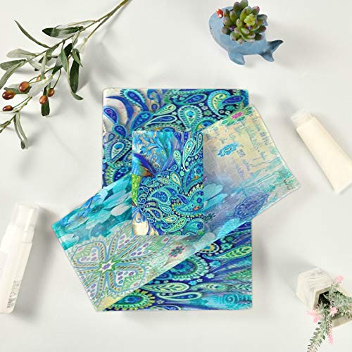 ALAZA Towels Set of 3 Peacock Hand Towel Bath Towel Washcloth Soft Thin Face Guest Towel Kitchen Tea Dish Towels Bathroom Decorations Housewarming Gifts - color: Multi07