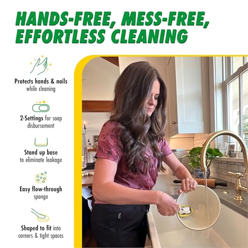 Libman Dishmatic I-Stand Dish Wand Kit, Scrub Brush, 3 Sponge Refills - style: Dish Wand Kit