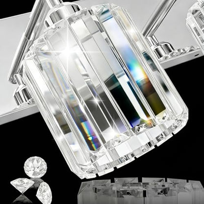 Brushed Chrome Crystal Bathroom Vanity Light, 3-Light Modern Bathroom Lighting Fixtures Over Mirror,Chrome Wall Sconce Light Fixtures with Round Shade - color: Chrome-Round Shade, size: 3-LIGHT