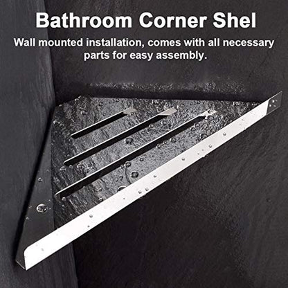 Stainless Steel Bathroom Corner Shelf, Modern Polished Wall Mounted Shelf with High Lidacity for Shower and Kitchen (Perforated version) - size: Perforated version