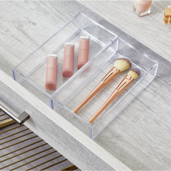 iDesign Clarity Collection Vanity Tray Organizer, 4" x 8" x 2", Clear | Small, Decorative, For Bathroom, Bedroom, Closet, Entryway, Countertop - size: Small