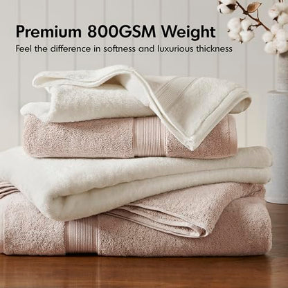 Madison Park 800GSM 100% Cotton Bathroom Bath Towel Set of 8, Blush | Long Staple, Highly Absorbent, Durable Hotel Spa Quality, Quick Dry, Double Stitched Hems, Lint Reducing, OEKO-TEX Certified - color: Blush, size: Multi-Sizes