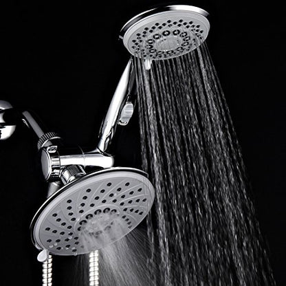 HotelSpa 6''/4'' Ultra-Luxury 3 way Rainfall Shower-Head/Handheld Shower Gray Spiral Combo w/Patented ON/OFF Pause Switch and 5-7 foot Stretchable Stainless Steel Hose - color: Chrome & Gray