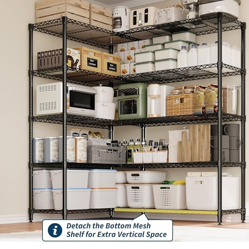 Garvee 5-Tier Storage Shelves 70" H Metal Garage Shelving Unit for Kitchen | - size: 70.5"H x 59"W x 13.8"D