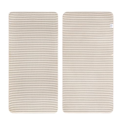 POLYTE 430 GSM Poly Blend Microfiber Quick Dry Waffle Bath Towel, 30x60 in | 4 Pack, Oversize, Lint Free, Body Towel - color: Light Beige/Black