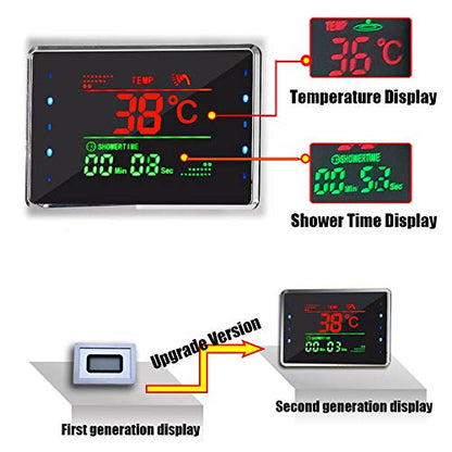 Multi-Function Digital Display Shower Panel Stainless Steel Bath Shower Faucet Set Tower Shower Column with Body Massage Jets