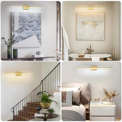 LED Bathroom Vanity Light, Modern Bathroom Light Fixture Over Mirror (3000K/4000K/6000K, Dimmable), Vanity Light Bar with Angle Adjustable, 40 Inch, Brass - color: Brass, size: 40 inch