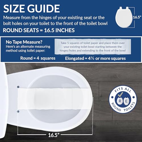 Mayfair Sculptured Shell Toilet Seat, Easy Clean Hinges with Durable Wood Seat, Made in USA, Round, White - color: White, size: Round, style: Shell - White