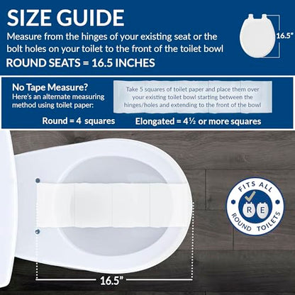 Mayfair Sculptured Ivy Toilet Seat, Easy Clean Hinges with Durable Wood Seat, Made in USA, Round, White - color: White, size: Round, style: Ivy