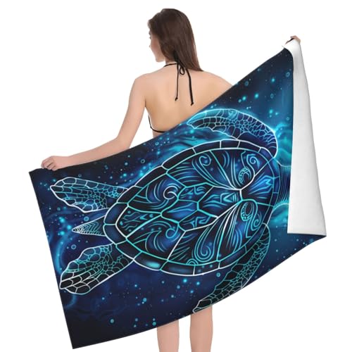 Artistic Sea Turtle Beach Towel Microfiber Sand Free Tribal Ocean Blue Towels for Adult Kids Quick Dry Ultra Absorbent Soft Pool Travel Swim Bath Shower Towel Gifts 52” x 32” - color: Beach Towel32