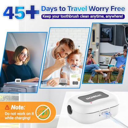 MONESAO Toothbrush Sanitizer Case, Portable Mini Toothbrush Covers | with Holder, Rechargeable Travel Home Toothbrush And Holder, Cleaner Case for All Electric & Manual Toothbrushes (White) - color: White