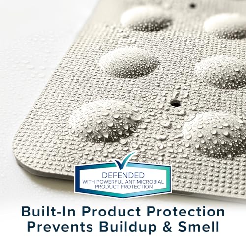 SlipX Solutions 21"x21" Mildew Resistant Non Slip Shower Stall Mat, Tan | Soft Durable Rubber Underfoot, Product Protection, 140 Power Grip Suction Cups, Center Drain Hole - color: Tan