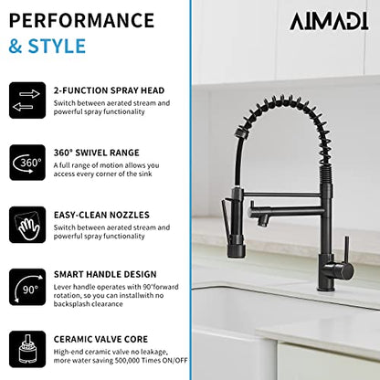 AIMADI Oil Rubbed Bronze Kitchen Faucet,Commercial Kitchen Sink Faucet | Modern Single Handle Single Hole Kitchen Faucets with Pull Down Sprayer - color: Oil Rubbed Bronze, style: Contemporary