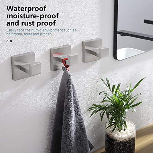 KOKOSIRI Bath Towel Hook Wall Mount Square Robe Hook Coat Hook Bathroom Kitchen Garage Heavy Duty SUS 304 Stainless Steel 3 Pack Brushed Nickel B1010BR-P3 - color: Brushed Nickel, size: 3 Pack