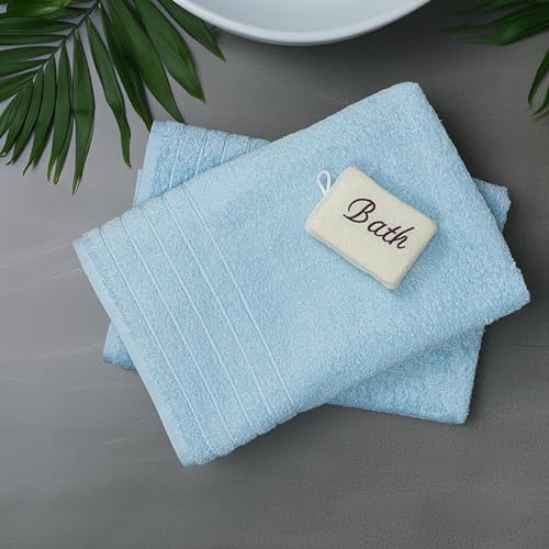 2 Piece Extra Large Bath Sheets 35 x 70 Inches, Sky Blue | 100% Cotton, Larger & Lighter Weight, Quicker to Dry, Super Soft & Absorbent, Oversized Bath Towels - color: Sky Blue