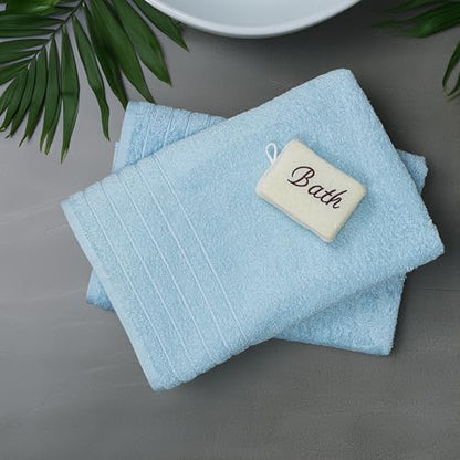 2 Piece Extra Large Bath Sheets 35 x 70 Inches, Sky Blue | 100% Cotton, Larger & Lighter Weight, Quicker to Dry, Super Soft & Absorbent, Oversized Bath Towels - color: Sky Blue
