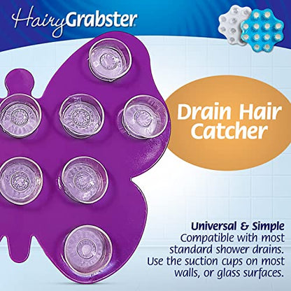 As Seen on Shark Tank Hair Shower Drain Hair Catcher, Hair Stopper Bathtub Drain Protector, & Catcher Drain Cover Alternative, Must-Haves HairyGrabster, 1 Pack, Purple - color: Purple, size: 1 Pack