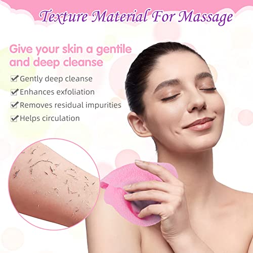 Moukeren Exfoliating Back Scrubber with Handles 4 Pack Nylon Back Exfoliator Extended Length Washers Scrubbers Stretchable Pull Strap Exfoliating Washcloth(Pink, Purple) - color: Pink, Purple
