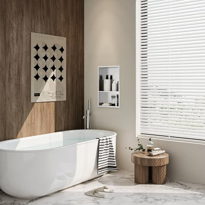 Qeke 12" x 18" Stainless Steel Shower Niche w/Double Shelves, Brushed Nickel - color: Brushed Nickel, size: 12X18"