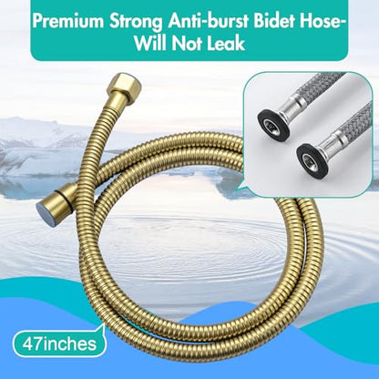 BARROCK Handheld Bidet Sprayer for Toilet, Stainless Steel Metal Made Baby Cloth Diaper Spraying Kit, Bathroom Toilet Bidet Attachment Set for Bathing Pets and Feminine Hygiene, Brushed Brass Gold - color: Brushed Gold