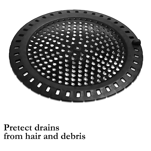 Huntonry Hair Catcher Shower & Tub Drain Protector, Bathtub & Sink Drain Strainer, Flat & Round, Black - color: Black