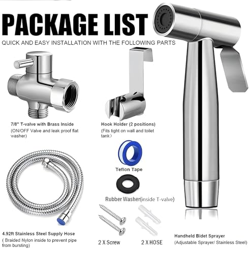 Handheld Bidet Sprayer for Toilet with Adjustable Water Pressure Control, Jet Spray for Toilet, Bidet Sprayer for Women and Men, Premium Handheld Bidet Attachment - anees