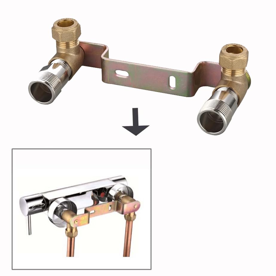 Concealed Shower Faucet Wall Bracket Positioner Connector 15mmx1/2'' | for Exposed Thermostatic Bath Shower Mixer Tap,Wall-Mounted Fitting Fixing Plate, Copper