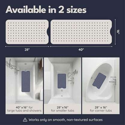 homerella Bathtub Mat Non-Slip Kids 39.3 x 15.7 Baby Bath Mat Anti-Mold | 100% BPA Free, Non Toxic, Mildew Resistant, Machine Washable, Extra Long Kids Bath Mat for Tub Non Slip, Toddler Bath Mat - color: Carribean Sea, size: 40" x 16" (Rectangular)