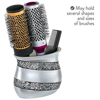 Creative Scents Mosaic Glass 4 Pc. Silver Resin Bathroom Accessories Set | Includes Soap Dispenser, Toothbrush Holder, Tumbler Cup & Soap Dish