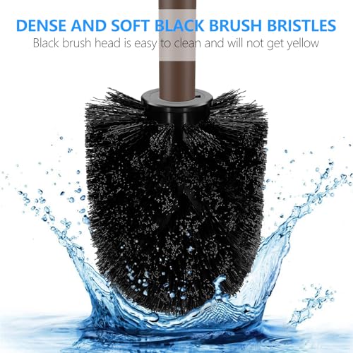 SetSail Toilet Brush, Compact Size Toilet Bowl Brush and Holder Toilet Brushes for Bathroom with Stainless Steel Handle Toilet Cleaner Brush with Durable Scrubbing Bristles, 3 Packs,Brown - color: Brown, size: 3 packs