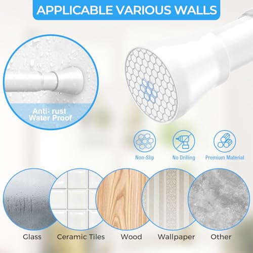 2PCS White Tension Curtain Rod 16 to 26 Inch Adjustable No Drilling | Rust-Resistant, No Slip, Small Spring Curtain Rods for Window, Kitchen, Closet, Cupboard, Bookshelf & DIY Projects - color: White, size: 16" to 26"-2Pcs