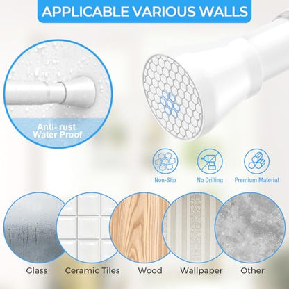 2PCS White Tension Curtain Rod 16 to 26 Inch Adjustable No Drilling | Rust-Resistant, No Slip, Small Spring Curtain Rods for Window, Kitchen, Closet, Cupboard, Bookshelf & DIY Projects - color: White, size: 16" to 26"-2Pcs
