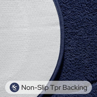 HOMEIDEAS Bathroom Rugs Sets 2 Piece, Soft Bathroom Mats and Absorbent Microfiber Machine Washable Bath Mats for Shower Room, Bathtub, Kitchen (20" x 32" + 16" x 24", Navy Blue) - color: Navy Blue