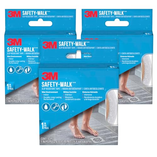 3M Safety-Walk Slip Resistant Tape, 1 in x 15 ft, Anti Slip Clear Tape, Self-Adhesive Backing, Quick & Easy Application, Durable & Long-Lasting (220C-R1X180), 3-Pack - size: 1 Inch (Pack of 3)