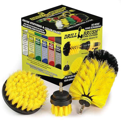 Drill Brush Yellow Bathroom Detailing Brush Set – Bathtub Shower Scrub Brush for Drill - Tile Grout Cleaning Tool - Shower Door Scrubber - Bath Tub Brush - House Cleaning Kit Spinning Scrub Brush - color: Yellow