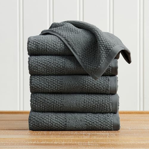 Great Bay Home 100% Cotton 6 Pack Hand Towel Set - Absorbent, Quick-Drying, Textured Weave Bath Towels for Bathroom - Zero-Twist Fibers (Midnight Blue) - color: Midnight Blue, size: Hand Towel (Pack of 6)