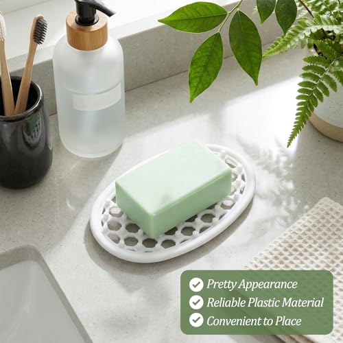 3PCS Soap Dish with Drainage Holes, Self Draining Silicone Soap Holder for Shower, Non-Slip Soaps Dish Tray for Bathroom Sink, Small Bar Soaps Saver Pad for Niche/Shelf Bathtub