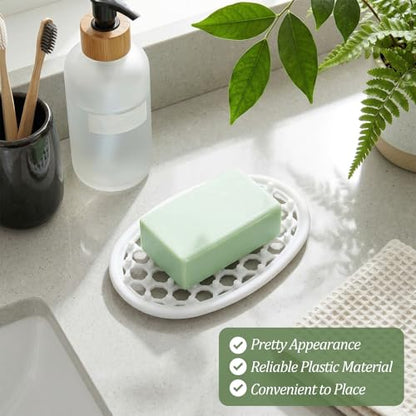 3PCS Soap Dish with Drainage Holes, Self Draining Silicone Soap Holder for Shower, Non-Slip Soaps Dish Tray for Bathroom Sink, Small Bar Soaps Saver Pad for Niche/Shelf Bathtub